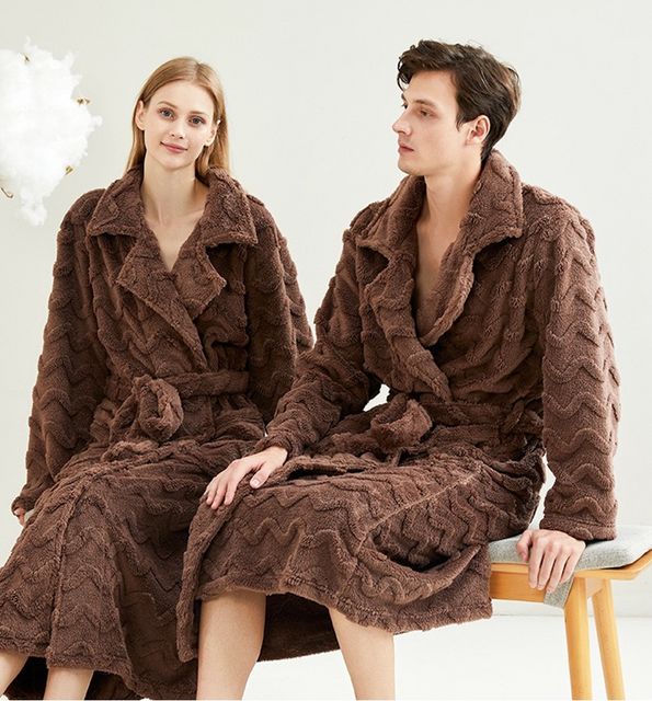 Luksusowy szlafrok miękki i elegancki długi dla mężczyzn i kobiet 