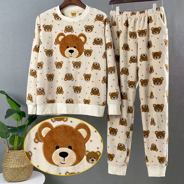 Dostosowana, haftowana jednorożec damska ciepła piżama polarowa