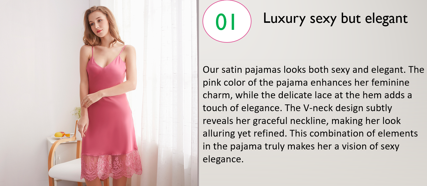 Satynowa piżama damska jedwabista