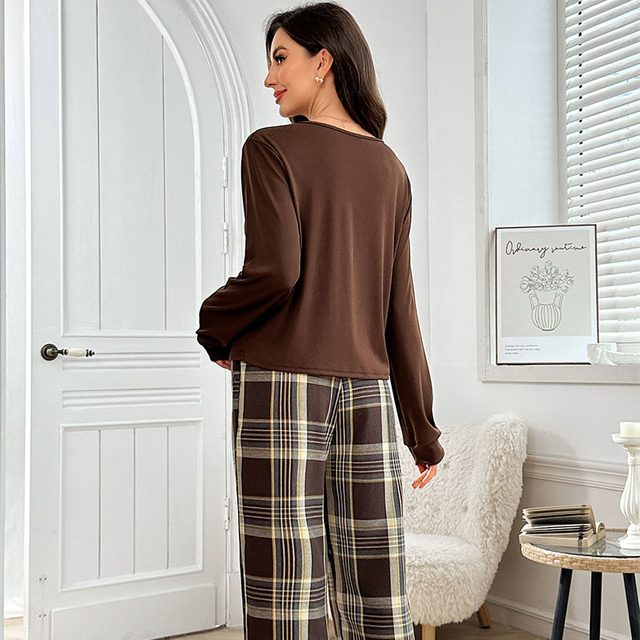 Dostosowana damska piżama ze szczotkowanego polaru DTY, przeznaczona do nocnego salonu na relaksujące wieczory w domu, z nadrukiem lub w jednolitym kolorze