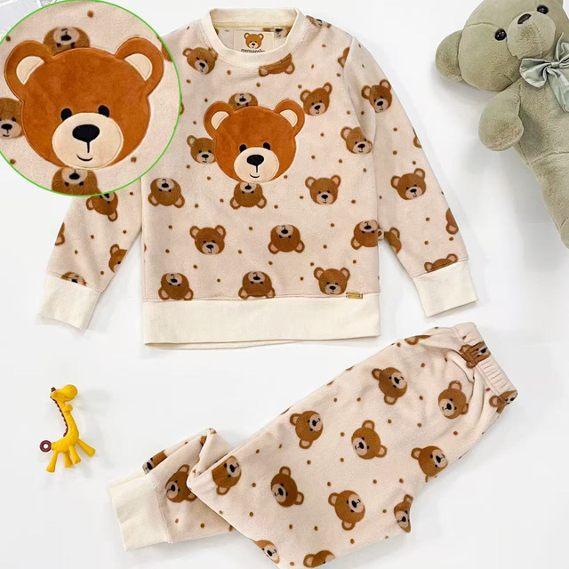 Uroczy zestaw piżam polarowych z motywem zwierzęcym dla dzieci 