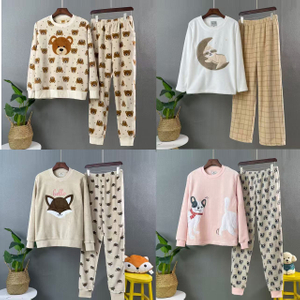 Dostosowana, haftowana jednorożec damska ciepła piżama polarowa