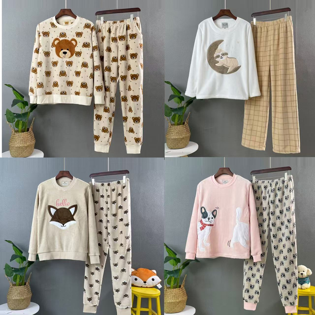 Dostosowana, haftowana jednorożec damska ciepła piżama polarowa